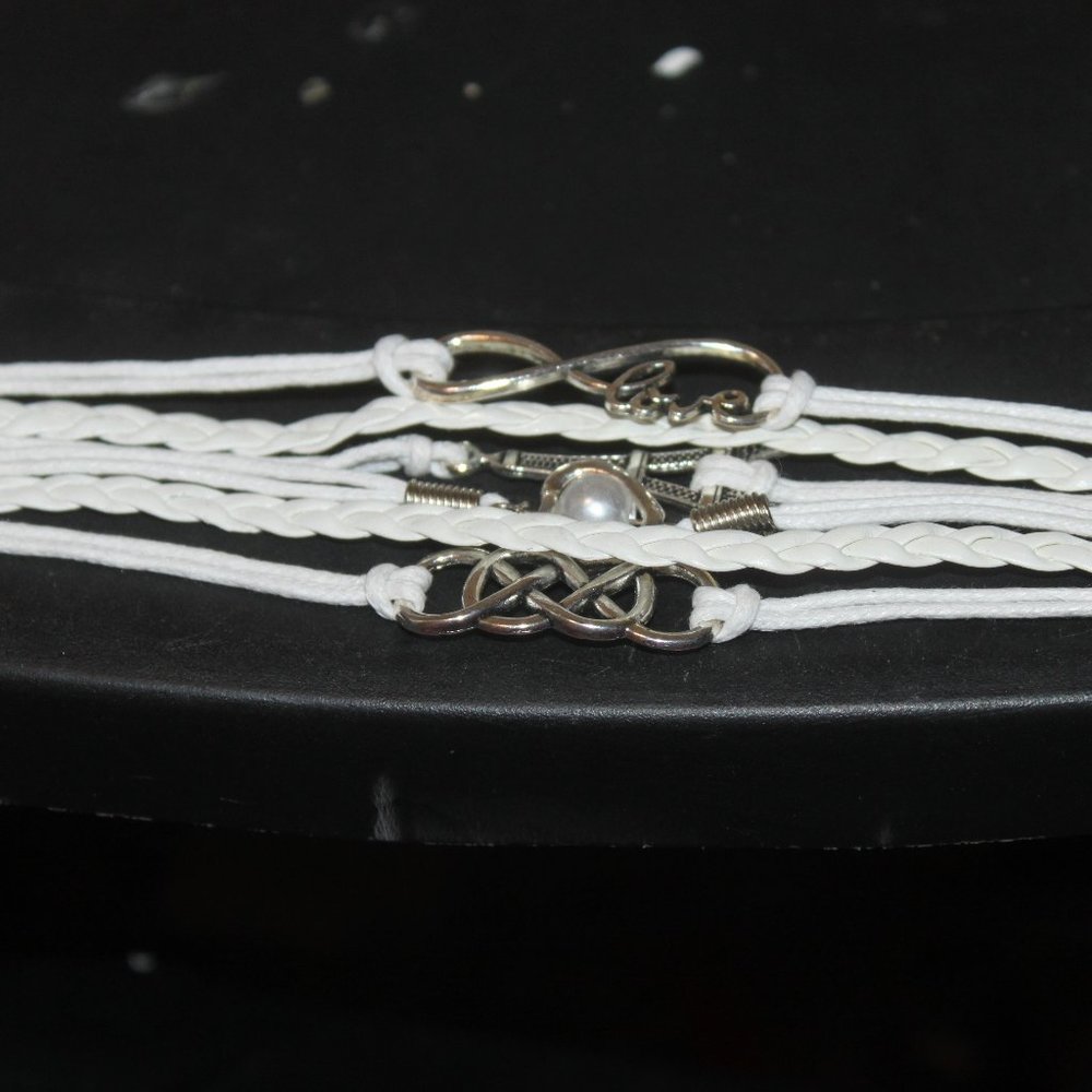 Paris Tower/Love, Heart/Pearl Leather Bracelet